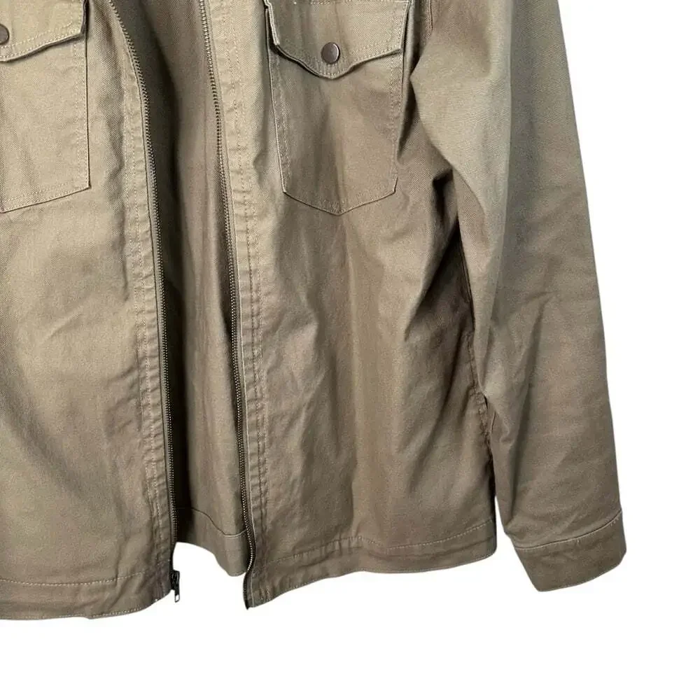 Realtree Beige Canvas Utility Jacket L Unlined Workwear Zip Front Ruggedcore